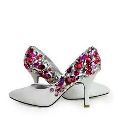 Leatherette Stiletto Heel Closed Toe Pumps Wedding Shoes With Rhinestone (047011809)