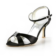 Satin Spule Absatz Slingpumps Sandalen Brautschuhe mit Strass (047025059)