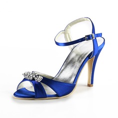 Satin Stöckel Absatz Slingpumps Sandalen Brautschuhe mit Strass (047025060)