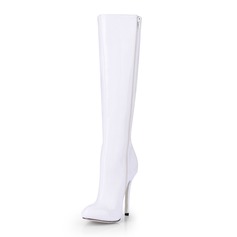 Patent Leather Stiletto Heel Closed Toe Pumps Knee High Boots (088020543)