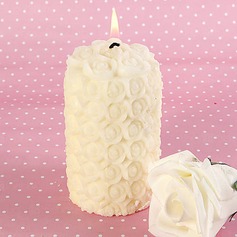 Ivory Delicate Rose Pillar Candles(096017618)