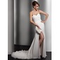 Sheath/Column Sweetheart Court Train Chiffon Wedding Dress With Ruffle Lace Beadwork Sequins (002011415) Sheath/Column Sweetheart Court Train Chiffon Wedding Dress With Ruffle Lace Beadwork Sequins (002011415)