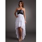 Empire Sweetheart Asymmetrical Chiffon Charmeuse Homecoming Dress With Lace (022008962)