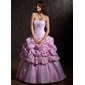 Palloncino Senza spalline Al pavimento Taffeta Organza Abito per matrimonio con Increspature Pizzo Perline (002012926)