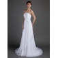 A-Linie/Princess-Linie Trägerlos Hof-Schleppe Chiffon Brautkleid mit Spitze Perlen verziert (002012572)