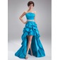 A-Line/Princess Scalloped Neck Asymmetrical Taffeta Prom Dress With Ruffle Beading Appliques (018020930) A-Line/Princess Scalloped Neck Asymmetrical Taffeta Prom Dress With Ruffle Beading Appliques (018020930)