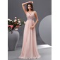 A-Line/Princess V-neck Floor-Length Chiffon Prom Dress With Ruffle Beading Sequins (018022729)