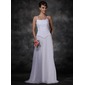 Sheath/Column Cowl Neck Watteau Train Chiffon Wedding Dress With Ruffle (002001169)
