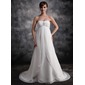 Empire Sweetheart Court Train Chiffon Wedding Dress With Ruffle Beadwork (002016906)