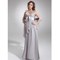 Império Decote V Vestidos longo Chiffon Charmeuse Vestido de madrinha com Beading (007025888)