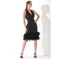 Sheath Halter Knee-Length Sequined Feather Cocktail Dress With Ruffle (016008259)