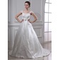 Ball-Gown Square Neckline Court Train Organza Satin Wedding Dress With Embroidery Ruffle Beadwork (002011665) Ball-Gown Square Neckline Court Train Organza Satin Wedding Dress With Embroidery Ruffle Beadwork (002011665)
