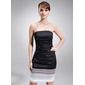 Sheath Strapless Knee-Length Charmeuse Cocktail Dress With Ruffle (016008237)