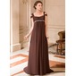 A-Line/Princess V-neck Sweep Train Chiffon Maternity Bridesmaid Dress With Ruffle Beading (008024442)