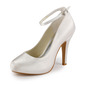 Satin Stiletto Heel Closed Toe Platform Pumps Wedding Shoes With Buckle (047005346)