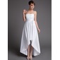A-Line/Princess Strapless Asymmetrical Taffeta Bridesmaid Dress With Ruffle Flower(s) (007021092) A-Line/Princess Strapless Asymmetrical Taffeta Bridesmaid Dress With Ruffle Flower(s) (007021092)