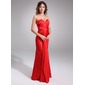 Sheath V-neck Floor-Length Charmeuse Desperate Housewives Style Dresses With Ruffle (025003979)