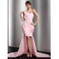 Tubo Um ombro Assimétrico Tecido de seda Vestido de baile com Pregueado fecho de correr (018014516) Tubo Um ombro Assimétrico Tecido de seda Vestido de baile com Pregueado fecho de correr (018014516)
