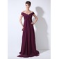 A-Line/Princess Off-the-Shoulder Asymmetrical Chiffon  Charmeuse Oscar Style Dresses With Ruffle  Beading (028004012)