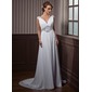 A-Line/Princess V-neck Court Train Chiffon Wedding Dress With Ruffle Beadwork (002011388) A-Line/Princess V-neck Court Train Chiffon Wedding Dress With Ruffle Beadwork (002011388)