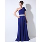 A-Line/Princess One-Shoulder Chapel Train Chiffon  Charmeuse Oscar Style Dresses With Ruffle (028003571)