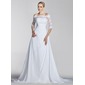 A-Line/Princess Off-the-Shoulder Court Train Chiffon Lace Wedding Dress With Beadwork Sequins (002004524) A-Line/Princess Off-the-Shoulder Court Train Chiffon Lace Wedding Dress With Beadwork Sequins (002004524)