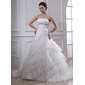 Gala-Japon Strapless Kapel Sleep Taf Organza Bruidsjurk met Roes Kant Kraalwerk (002001224) Gala-Japon Strapless Kapel Sleep Taf Organza Bruidsjurk met Roes Kant Kraalwerk (002001224)