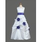 A-Line/Princess Scoop Neck Floor-Length Satin Flower Girl Dress With Sash Beading Flower(s) Sequins (010002149)