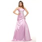A-Line/Princess Scalloped Neck Sweep Train Taffeta Prom Dress With Ruffle Beading Appliques (018016097)