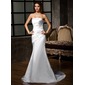 Sheath/Column Strapless Court Train Satin Wedding Dress With Ruffle (002001683)