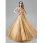 A-Line/Princess Sweetheart Floor-Length Tulle Prom Dress With Sequins (018004807)