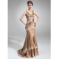 Mermaid Scoop Neck Court Train Charmeuse Mother of the Bride Dress With Ruffle Lace Beading (008016853) Mermaid Scoop Neck Court Train Charmeuse Mother of the Bride Dress With Ruffle Lace Beading (008016853)