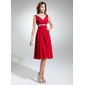 Empire V-neck Knee-Length Chiffon Charmeuse Lace Mother of the Bride Dress With Beading Appliques (008005639)