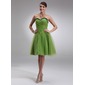 A-Line/Princess Sweetheart Knee-Length Satin Tulle Bridesmaid Dress With Ruffle (007022532) A-Line/Princess Sweetheart Knee-Length Satin Tulle Bridesmaid Dress With Ruffle (007022532)