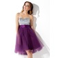 Empire Sweetheart Knee-Length Tulle Charmeuse Cocktail Dress With Beading (016013814)