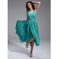 A-Line/Princess Square Neckline Asymmetrical Chiffon Tulle Homecoming Dress With Ruffle Beading (022010373)