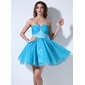 Império Coração Curto/ Mini Organza Cetim Vestido de boas vindas com Pregueado Beading Sequins (022020926)