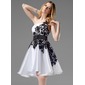 A-Line/Princess One-Shoulder Short/Mini Organza Satin Homecoming Dress With Lace Sash Beading (022004454)