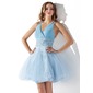 Vestidos princesa/ Formato A Curto/ Mini Tule Vestidos de boas vindas com Pregueado Bordado (022020898) Vestidos princesa/ Formato A Curto/ Mini Tule Vestidos de boas vindas com Pregueado Bordado (022020898)