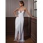 Sheath Sweetheart Sweep Train Chiffon Tulle Evening Dress With Beading (017021087)