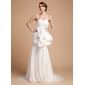 Sheath/Column V-neck Sweep Train Chiffon Satin Wedding Dress With Ruffle Beadwork (002014497) Sheath/Column V-neck Sweep Train Chiffon Satin Wedding Dress With Ruffle Beadwork (002014497)