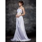 A-Line/Princess Strapless Sweep Train Charmeuse Wedding Dress With Ruffle Lace Sashes Beadwork (002021292) A-Line/Princess Strapless Sweep Train Charmeuse Wedding Dress With Ruffle Lace Sashes Beadwork (002021292)