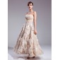 A-Linie/Princess-Linie Herzausschnitt Knöchellang Chiffon Satin Spitze Brautkleid mit Rüschen Blumen Paillette (002012841)