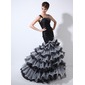Mermaid One-Shoulder Sweep Train Organza Prom Dress With Ruffle Beading (018020976)