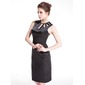 Sheath Scoop Neck Knee-Length Charmeuse Cocktail Dress With Beading (016008472)