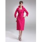 Sheath Scoop Neck Knee-Length Taffeta Lace Mother of the Bride Dress With Ruffle Beading (008006172) Sheath Scoop Neck Knee-Length Taffeta Lace Mother of the Bride Dress With Ruffle Beading (008006172)