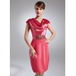 Sheath Cowl Neck Knee-Length Charmeuse Cocktail Dress With Ruffle Beading (016021262) Sheath Cowl Neck Knee-Length Charmeuse Cocktail Dress With Ruffle Beading (016021262)