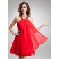 A-Line/Princess Halter Short/Mini Chiffon Homecoming Dress With Beading (022004625)