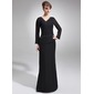 Sheath V-neck Floor-Length Chiffon Mother of the Bride Dress With Beading (008005953)