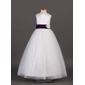 Vestidos princesa/ Formato A Decote redondo Na altura do tornozelo Cetim Tule Vestido de daminha com faixa fecho de correr (010002142)